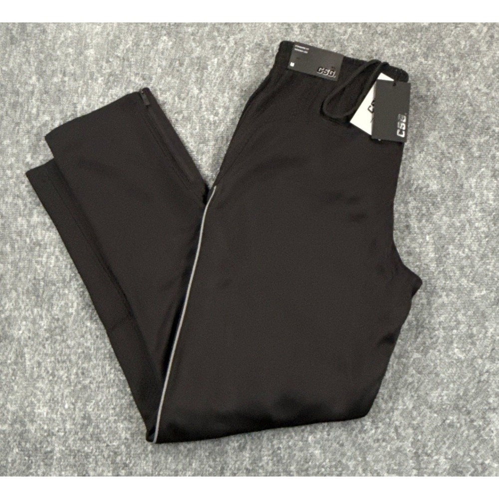 CSG Mens Medium Black Tapered Track Pants Athletic Jogger Zip Ankle NWT
